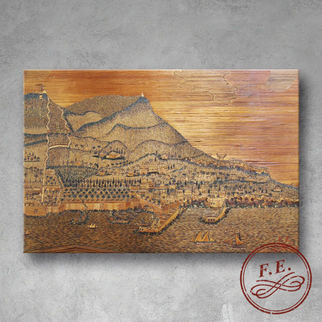 Vista-de-Gibraltar-Marquetería-de-pajas-policromada