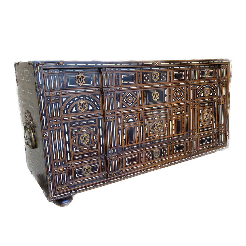 Taracea en hueso, madera de nogal y palosanto